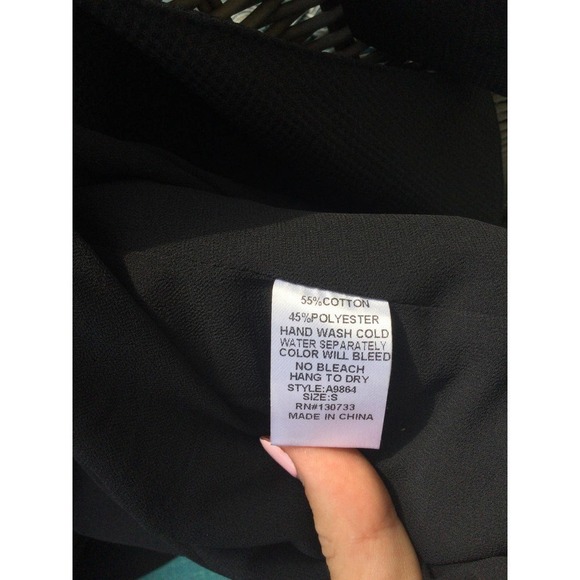 Umgee womens open knit blazer size small s black cotton collar 3 button jacquard - Picture 10 of 11